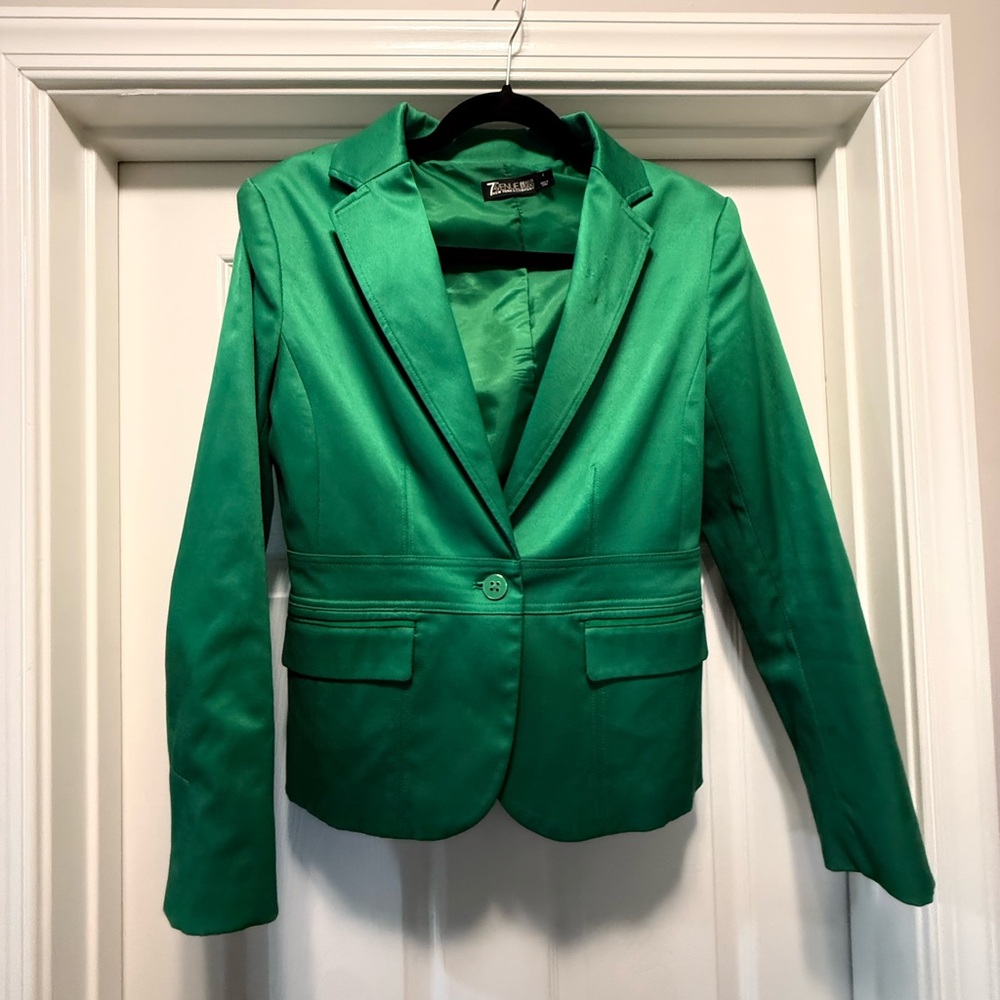 New York & Company Green Blazer Tailored Suit Jacket
